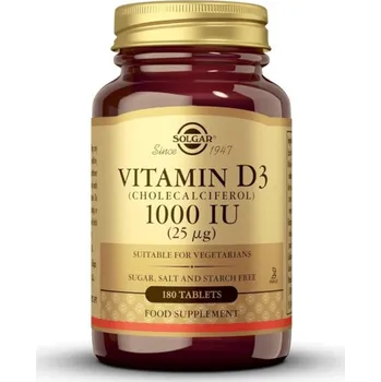 Solgar Vitamin D3 25 mcg (1000 IU) - 180 tablet