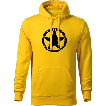 Pánská mikina DRAGOWA pánská mikina s kapucí star, žlutá 320g / m2