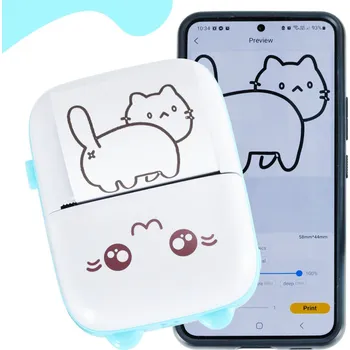 Mobilní telefon Fototiskárna mini - černobílý termotisk barva modrá