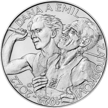 Stříbrná mince 200 Kč k 100. výročí narození Dany a Emila Zátopkových 2022 Standard