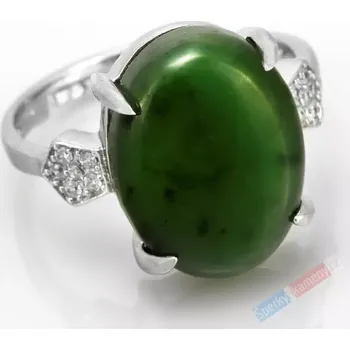 Prsten Stříbrný prsten (Ag 925/1000) s nefritem QA, vel. kamene cca 16 mm (NE5145R)