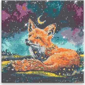 Diamantové malování Diamantové malování - Lištička na paloučku - 40x40 cm, bez dřevěného rámu - CZ výroba