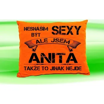 Dekorativní polštářek Polštář se jménem ANITA Oranžový (polštářek nesnáším být sexy ale jsem ???)