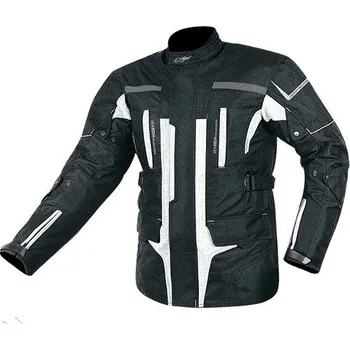 Moto bunda MAXX - NF 2201 Textilní bunda dlouhá černo-stříbrná XXXXL