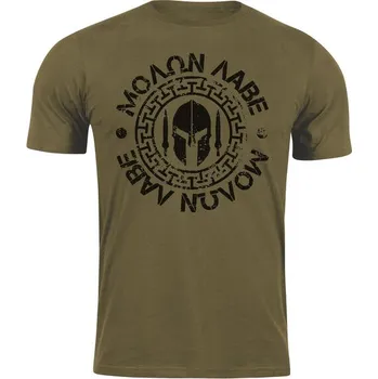 Pánská móda DRAGOWA krátké tričko Molon Labe, olivová 160g/m2