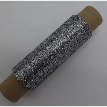 Příze Lurexová nitka černostříbrná 1000m (Lurex Schwarz Silber)