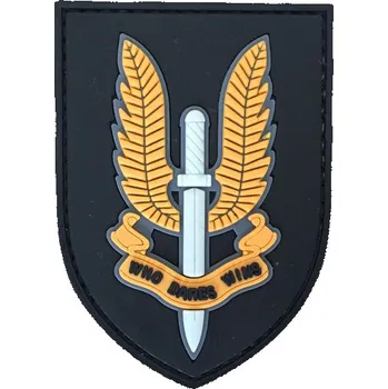 Nášivka WARAGOD nášivka Special Air Service SAS,Who Dares Win PVC Patch Yellow