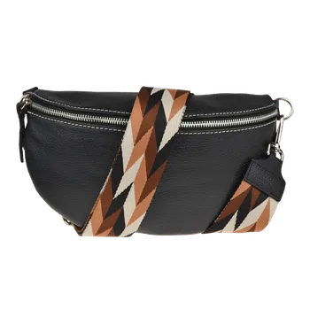 Kabelka NovaKabelka.cz Kožená italská crossbody kabelka Reni Grande Nera s přídavným popruhem XV