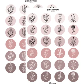 samolepka Samolepky Owlee – Flower Circles (Pink flowers)