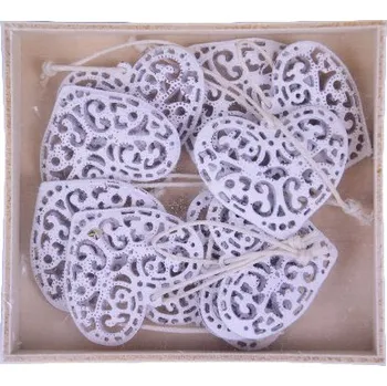 Vánoční dekorace Srdíčka s ornamenty, bílá|Ego Dekor