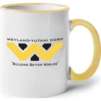 Keramický hrnek Weyland Yutani, Barva Žlutá, Velikost 330 ml, Canvas Keramický hrnek s barevným uchem Bezvatriko.cz 0132 - DTF/DTG