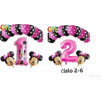 Balónek Narozeninové balónky Minnie Mouse s číslem číslo 6