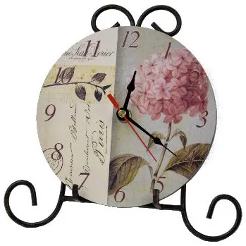 Bytová dekorace Hodiny stojánkové malé Hortenzie 22,5 x 22 x 4,5 cm|Ego Dekor