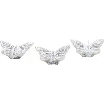 Bytová dekorace Svíčka MOTÝL šedý, 7 x 5 x 2 cm, box, (balení obsahuje 3ks)|Ego Dekor