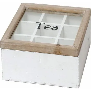Bytová dekorace DRUHÁ JAKOST - Box na čaj dřevěný, 22x8x22 cm, bílá|Ego Dekor