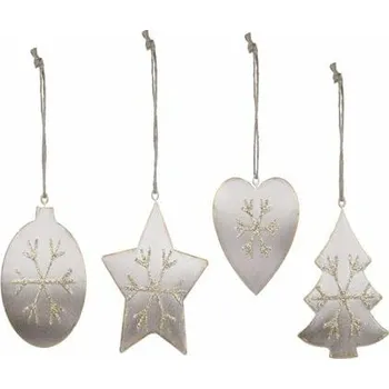 Závěs srdce/vločka/strom/hvězda, čirá, 10x12x2,5cm, balení obsahuje 4 kusy!|Ego Dekor