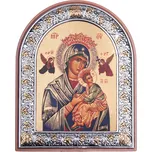 Ikona Panna Marie Ustavičné pomoci se stojánkem, stříbro, ovál, 10 x 8 cm