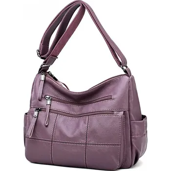 Kabelka Dámská kožená kabelka FLY FF389 Barva: Fialová, Velikost: (30cm