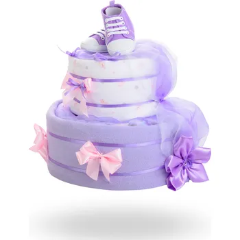 plenkový dort Ručníkový dort - Plenkovky.cz Dvoupatrový plenkový dort pro dívky – fialový special 1 1