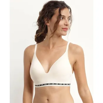 Podprsenka Dámská vyztužená podprsenka bez kostic DIM ICONS PADDED TRIANGLE BRA - DIM - smetanová 80 A