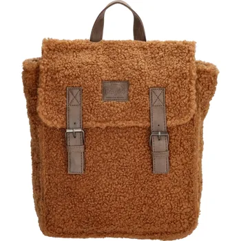 Městský batoh Beagles dámský plyšový batoh Navarra s přezkami - hnědý