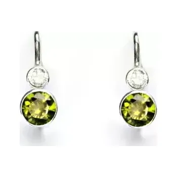 Náušnice Stříbrné náušnice zirkon olivín - NK1096 (Stříbrné náušnice s olivíny)
