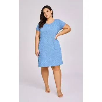 Dámská noční košile Dámská noční košile 3163-Leona, krátký rukáv, modrá, vel. 3XL