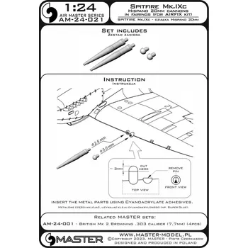 Plastikový model Master 1/24 Spitfire Mk.IXc Hispano 20mm cannons (AIRF)