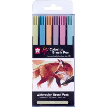 sakura poxbr6h Tématická sada 6 štětcových per Koi Akvarel Coloring Brush pen - Svět