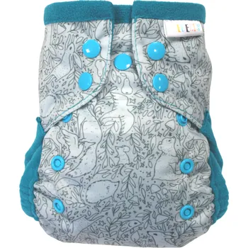 Plena Breberky Kapsová plenka (S) - Mentolová zvířátka PAT, tyrkysový fleece