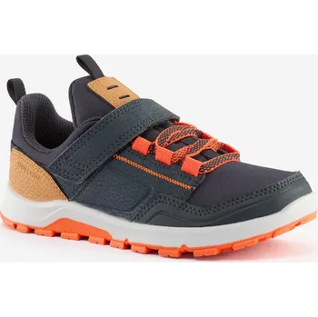 Dětská treková obuv QUECHUA Dětské turistické nízké boty na suchý zip NH 500 29 KAŠTANOVÁ|ORANŽOVÁ|ŠEDÁ