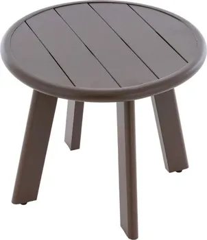 Zahradní stůl Kulatý odkládací hliníkový zahradní stolek 52,5 x 52,5 x 45 cm tmavě hnědý