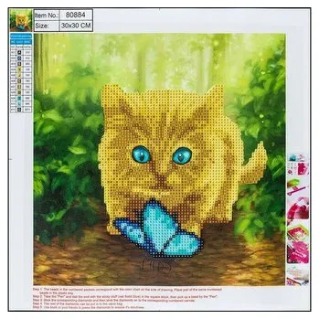 Set školních potřeb Diamentowa mozaika 5D - Cat&Butterfly 30x30 80884