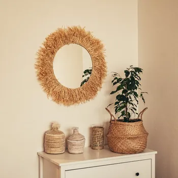 Zrcadlo Krásy Orientu Přírodní boho zrcadlo z mořské trávy Marwa