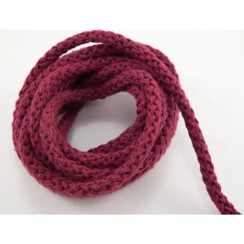 Příze Bavlněná oděvní šňůra - tmavá vínová - průměr 0,5 cm