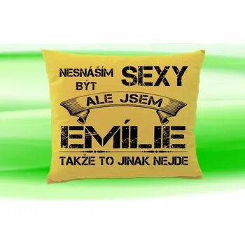 Dekorativní polštářek Polštář se jménem EMÍLIE Béžový (polštářek nesnáším být sexy ale jsem ???)