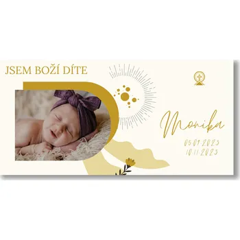 Party dekorace Personal Banner na křtiny s fotkou - Natural Rozměr banner: 130 x 65 cm