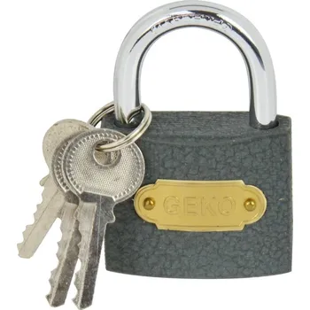 Visací zámek Visací zámek litinový, šedý 50mm, 3 klíče, Geko G01312