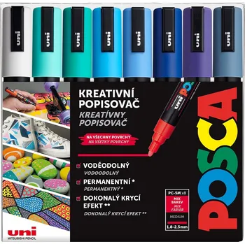 mitsubischi p250899308 Sada 8 akrylových popisovačů Posca PC-5M 1.8-2.5 mm - téma Oceán