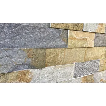 Obklad Obkladový kámen Kvarcit šedo-béžový řezané pásky Velikost: šíře 10 cm, formátování: řezaný