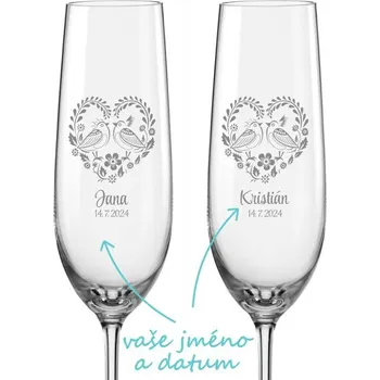 Sklenice Svatební skleničky na sekt Folklor 2 ks