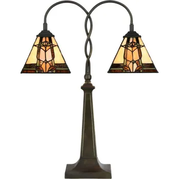 Dekorativní svítidlo Stolní lampa Tiffany Solei béžová art deco se 2 světly – 48x66 cm + doprava zdarma