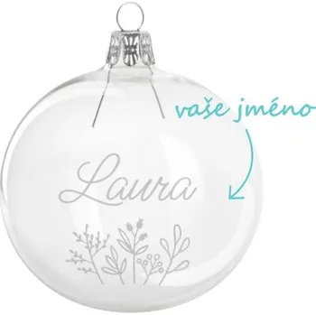 Pískovaná baňka Větvičky se jménem 8 cm