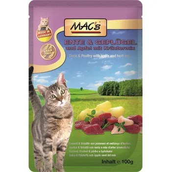 Krmivo pro kočku MACs Cat KACHNA, DRŮBEŽ a JABLKO 12 x 100g