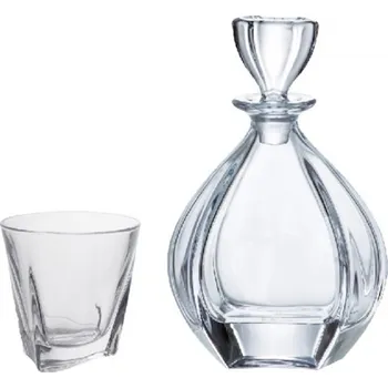 Sklenice Skleněná láhev na whisky a sada sklenic, Crystalite Bohemia, LAGUNA, 650 ml (6+1)