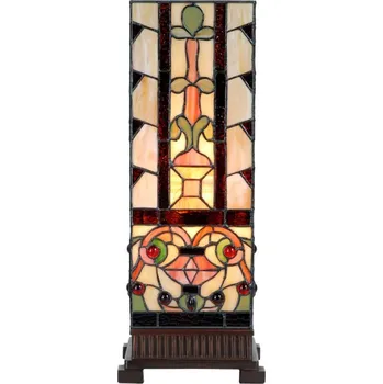 Dekorativní svítidlo Stolní lampa Tiffany Daantje béžovo hnědá ve tvaru hranolu – 18x18x45 cm + doprava zdarma