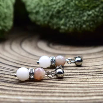 Náušnice MkD Náušnice z minerálů RAK - měsíční kámen, růžový avanturín, chirurgické ocel