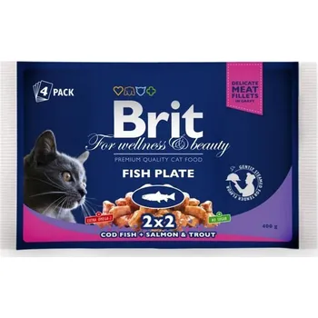 Pro kočku Brit Premium Cat kapsa Fish Plate 400g (4x100g) - min. odběr 24 ks