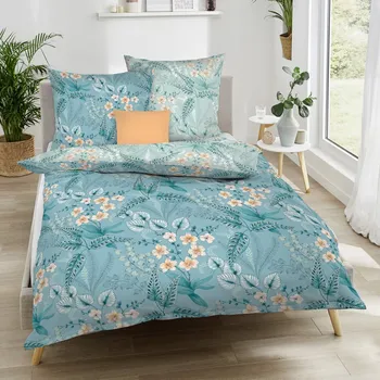 Povlečení Kaeppel | Povlečení Mako satén Felia tyrkys, 140x200, 70x90