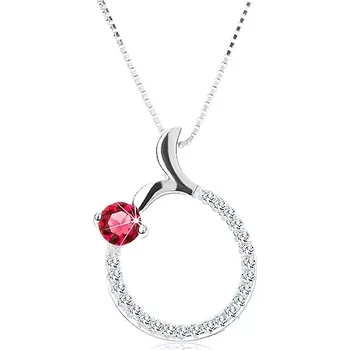 Náhrdelník Náhrdelník ze stříbra 925, obrys kruhu, růžový zirkon, rybí ocas